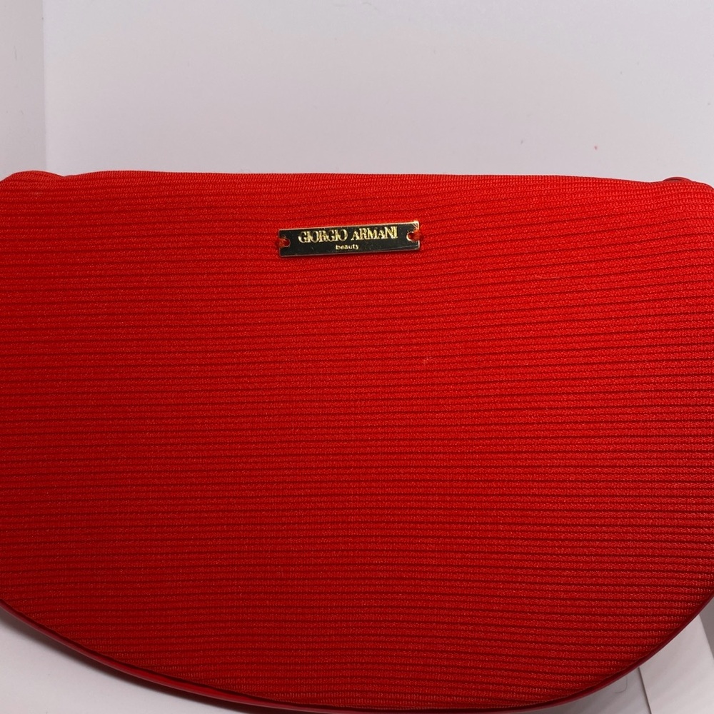 Giorgio Armani Red Crescent Clutch Wristlet - Picture 5 of 11